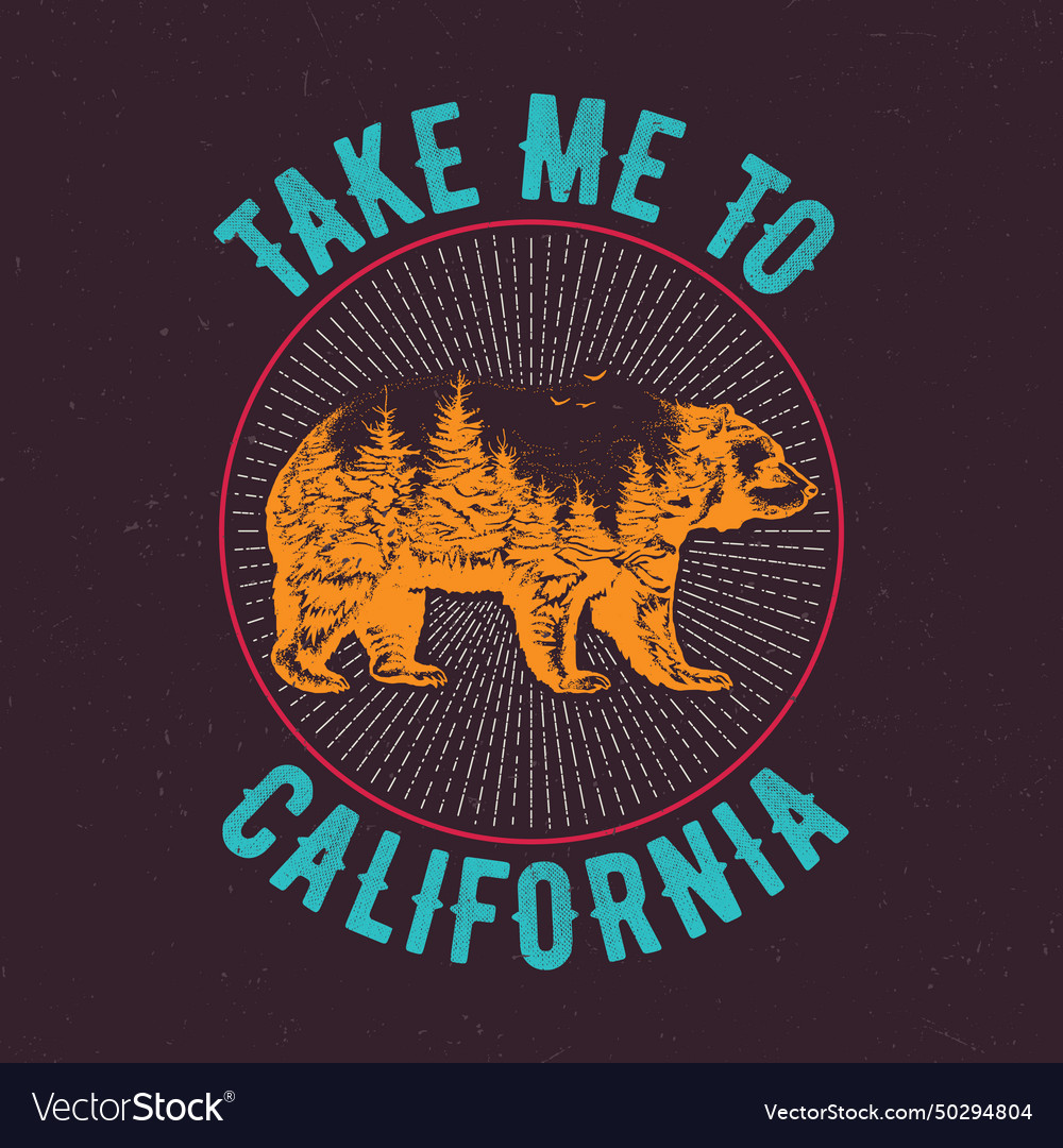 Take me to california t-shirt label design