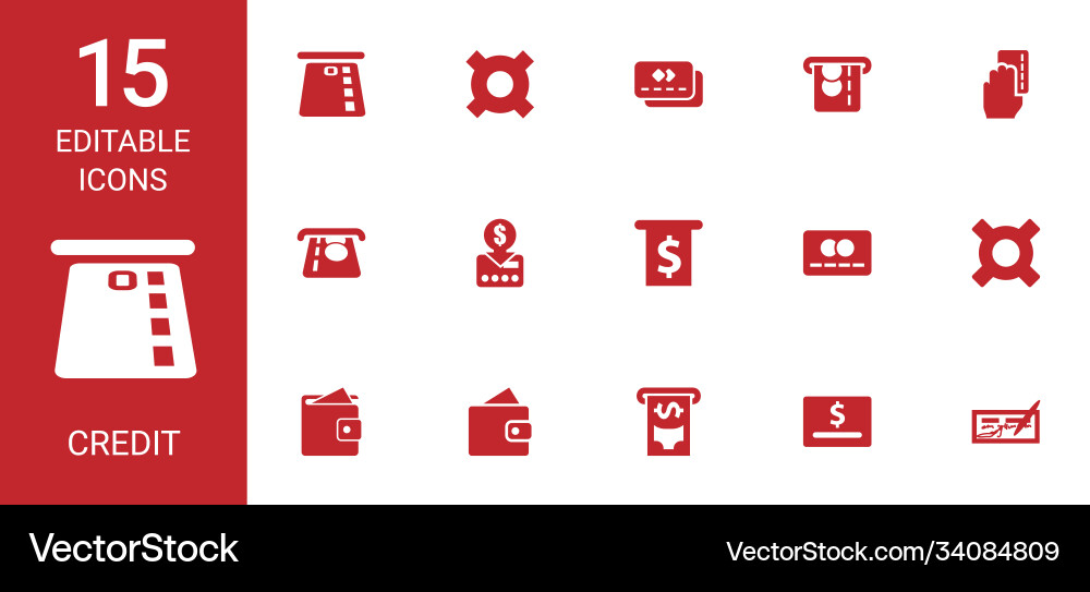 15 credit icons Royalty Free Vector Image - VectorStock