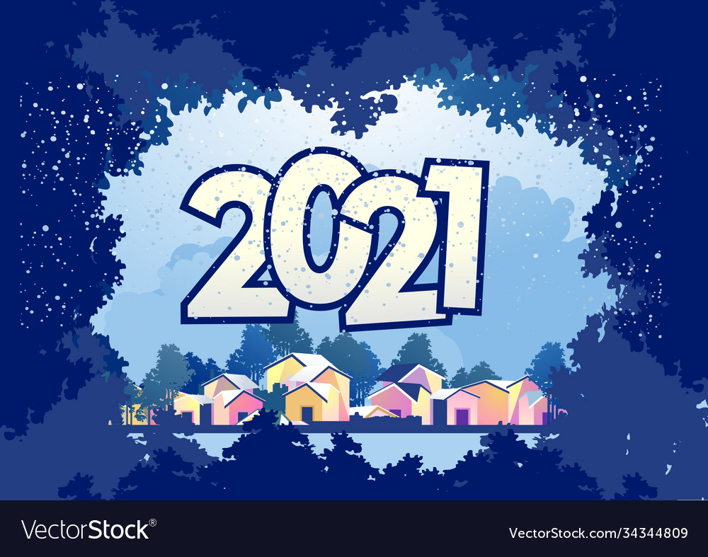 2021 horizontal english city calendar Royalty Free Vector