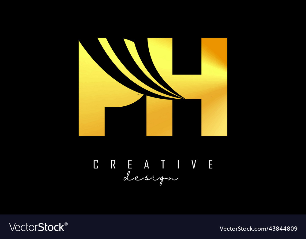 Creative golden letters ph p h logo with leading Vector Image