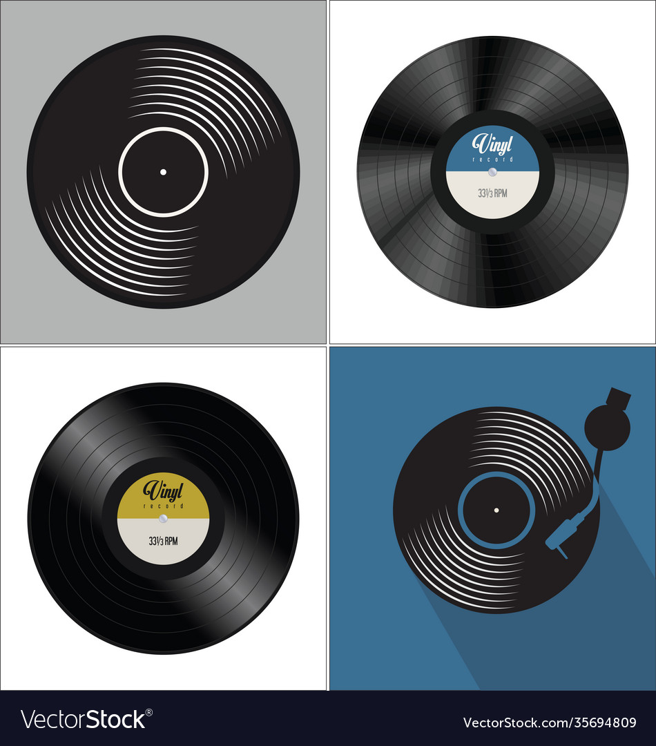 Different gramophone vinyl lp record music Vector Image