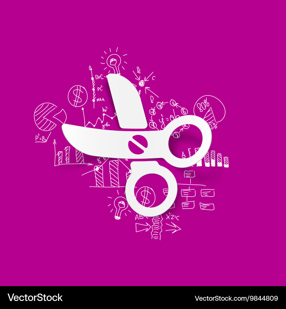 Drawing business formulas scissors Royalty Free Vector Image