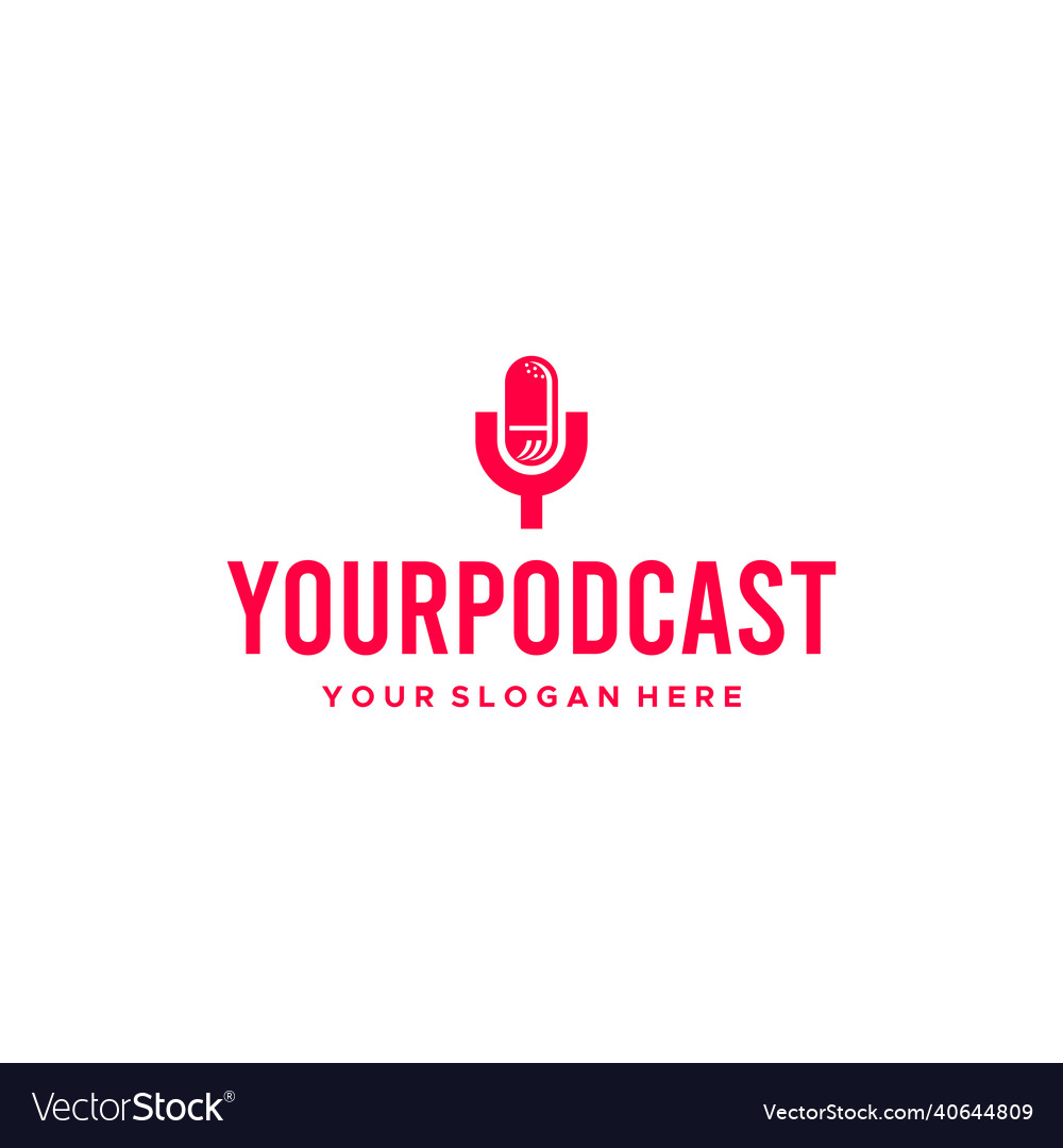 Flat colorful your podcast microphone logo design Vector Image