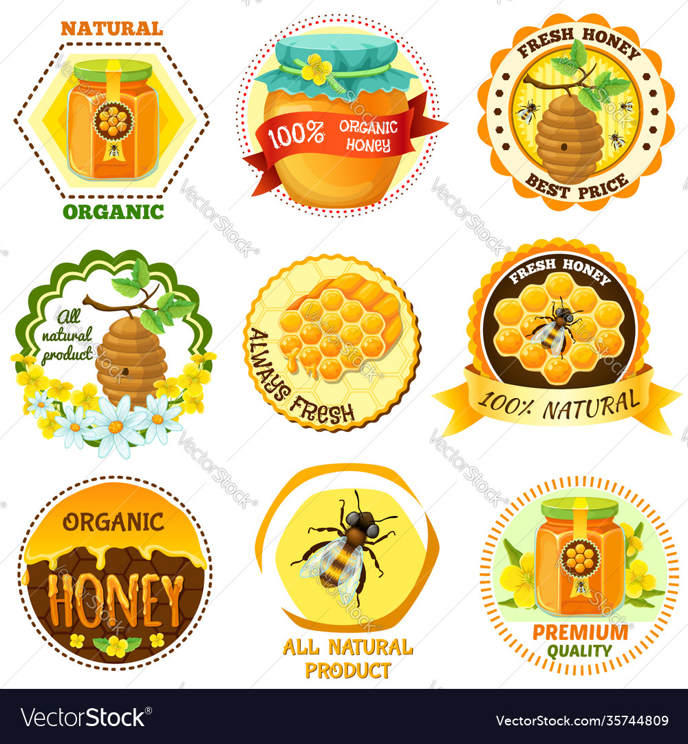 Honey emblem set Royalty Free Vector Image - VectorStock