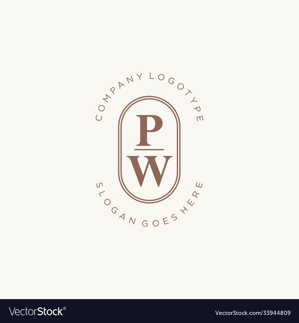 Initial pw beauty monogram and elegant logo design