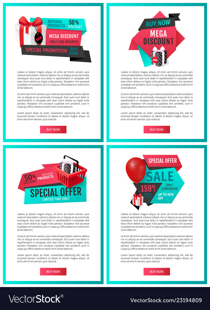 leaflets with gift boxes shopping cart presents vector image discount leaflets
