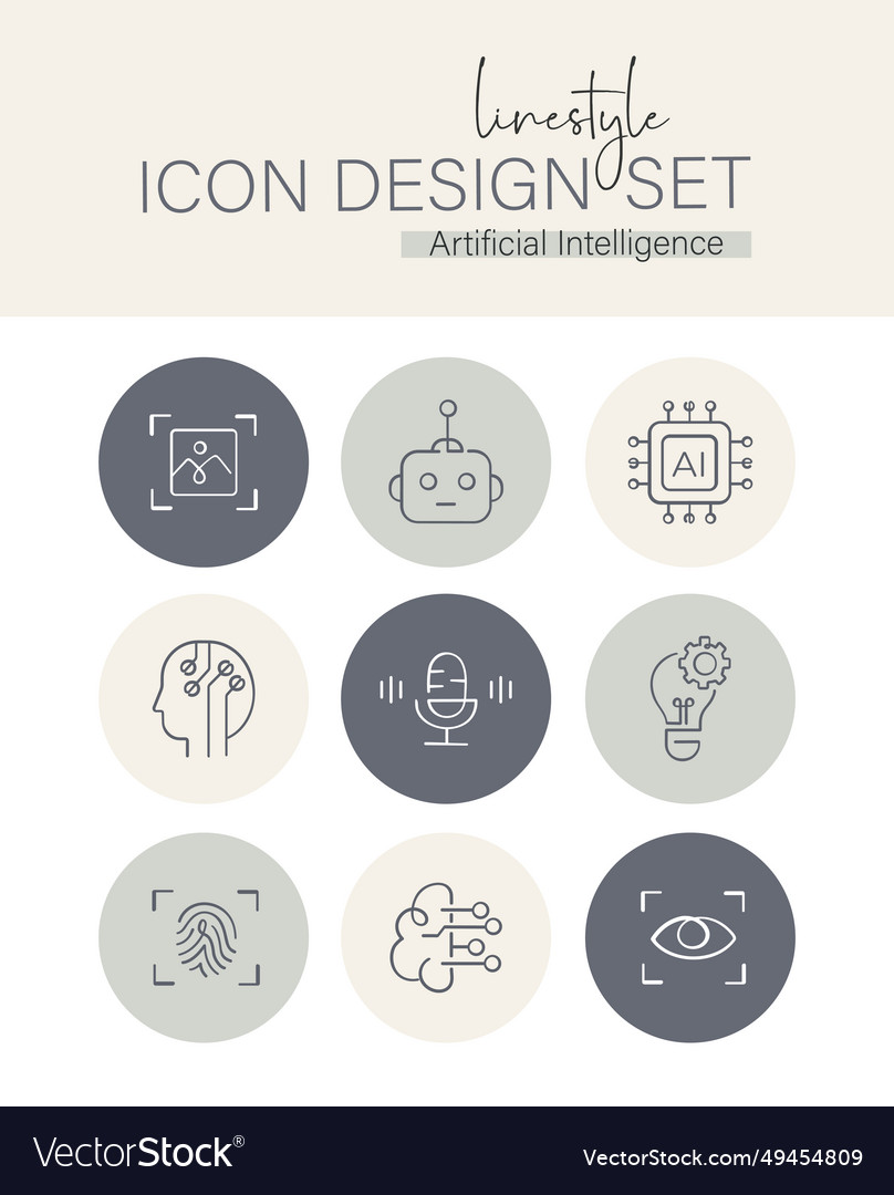 Linestyle icon design set artificial intelligence Vector Image