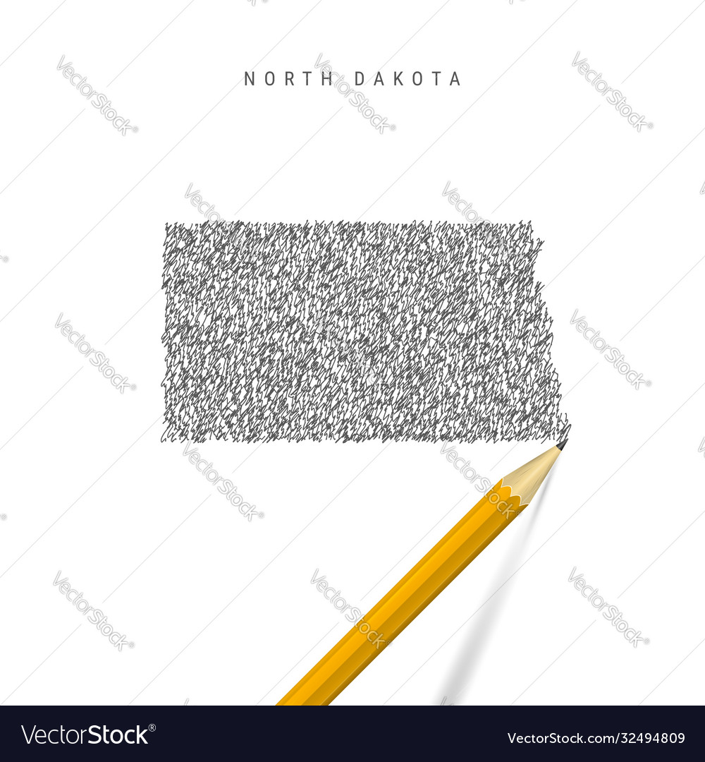 North dakota sketch scribble map isolated