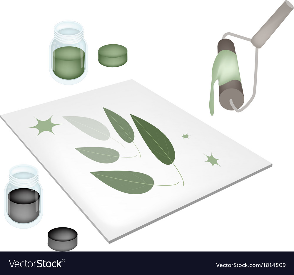 paint roller screen printing on a tiles royalty free vector