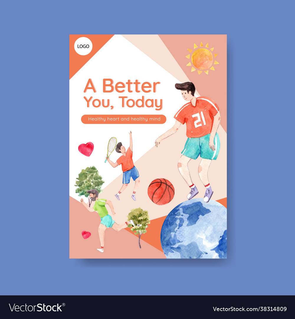 Poster template with world mental health day vector image Poster template with world mental health day