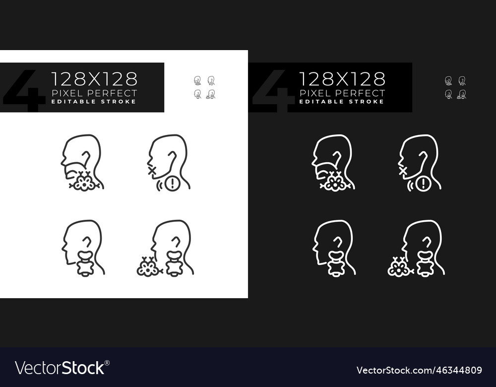 Problem with throat pixel perfect linear icons vector image Problem with throat pixel perfect linear icons