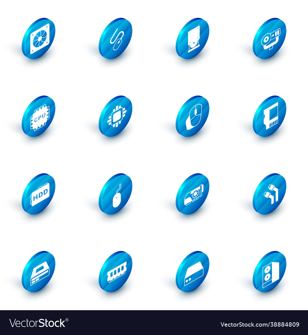 Set computer mouse optical disc drive web camera vector image Set computer mouse optical disc drive web camera