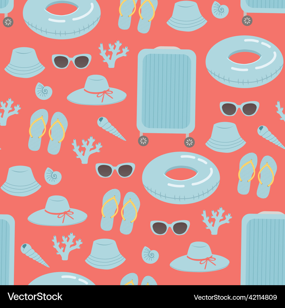 Summer seamless pattern and flat design Royalty Free Vector
