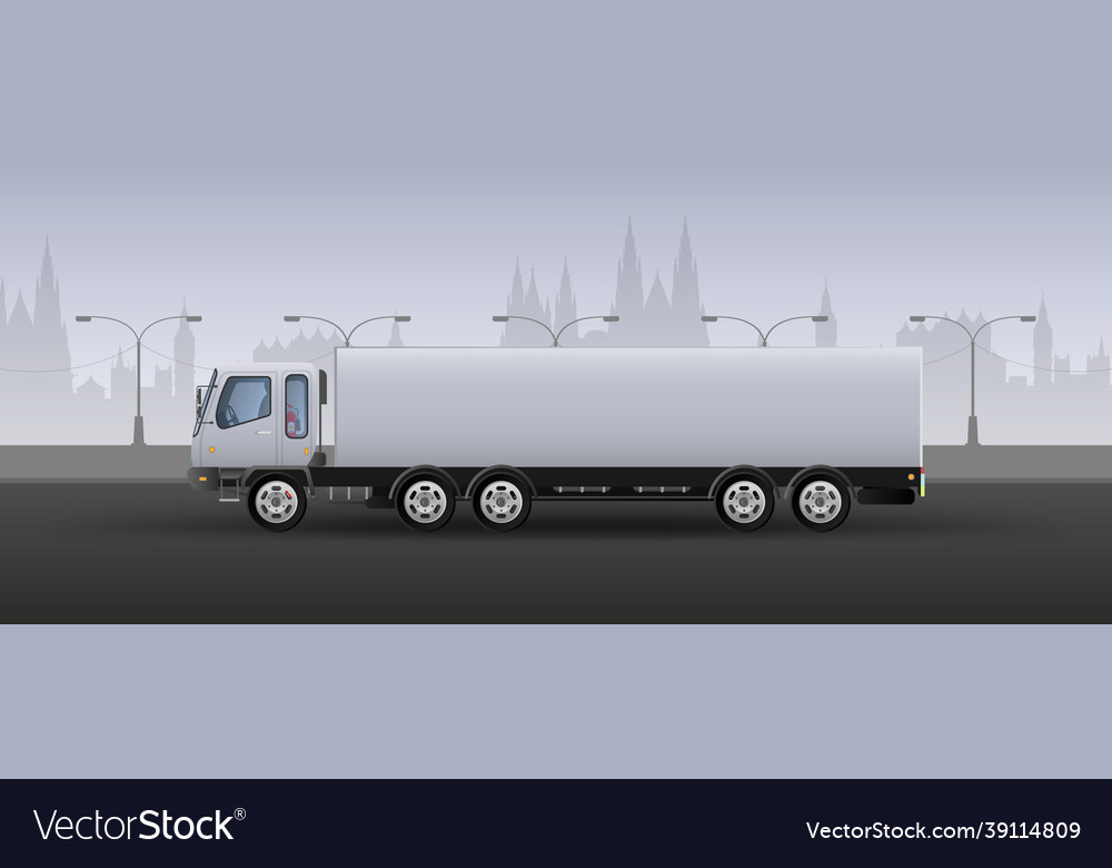 Truck for fast delivery realistic composition