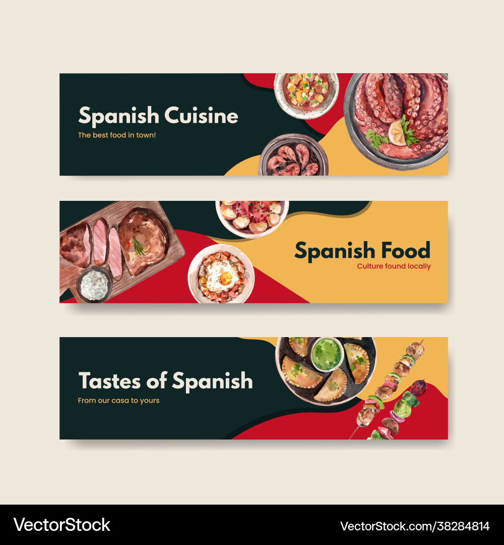 Banner template with spain cuisine concept design Vector Image