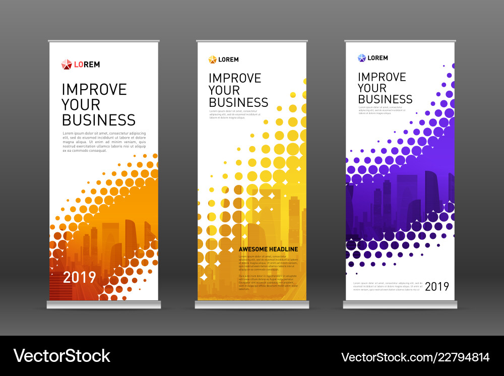 Construction Roll Up Banners Design Templates Set Vector Image