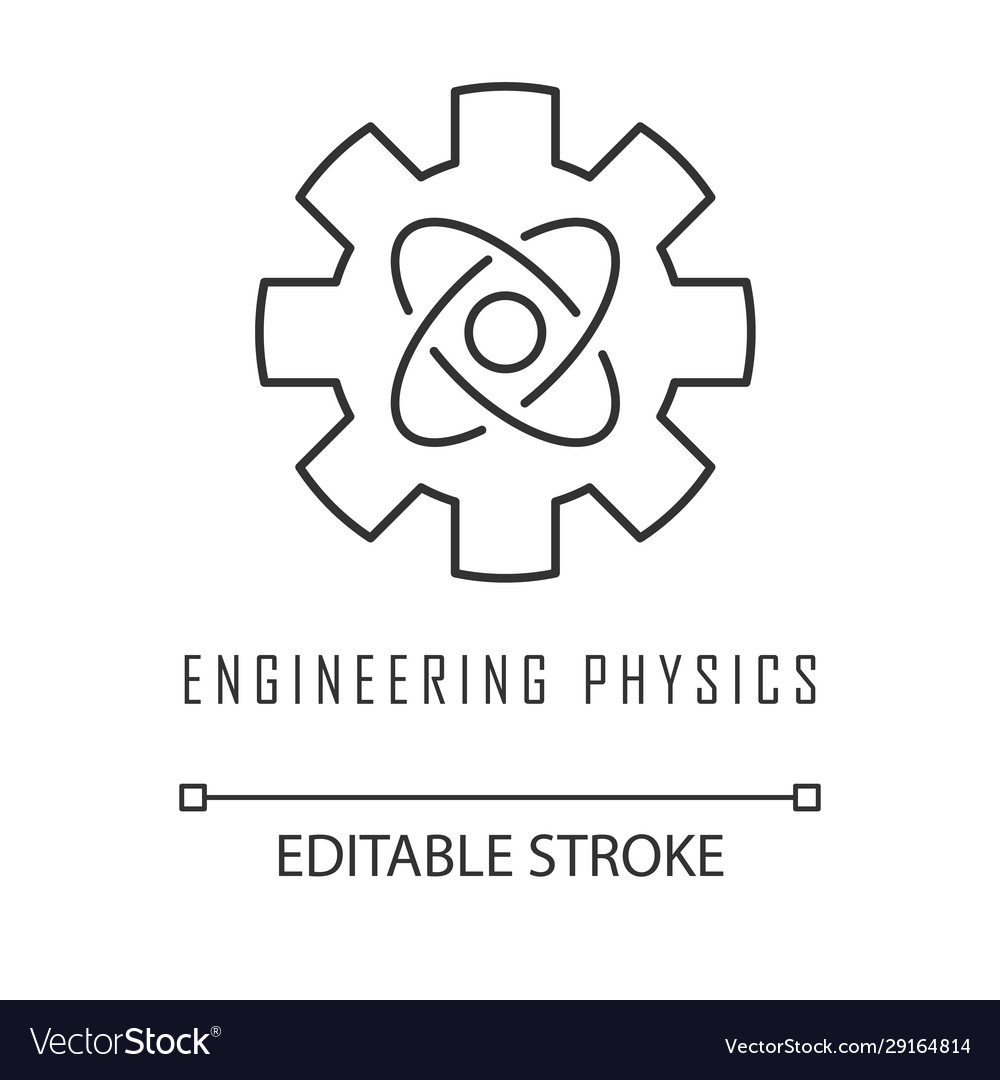 Engineering physics linear icon cogwheel and atom Vector Image