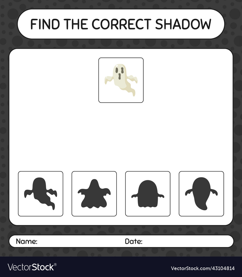 Find the correct shadows game with ghost vector image Find the correct shadows game with ghost