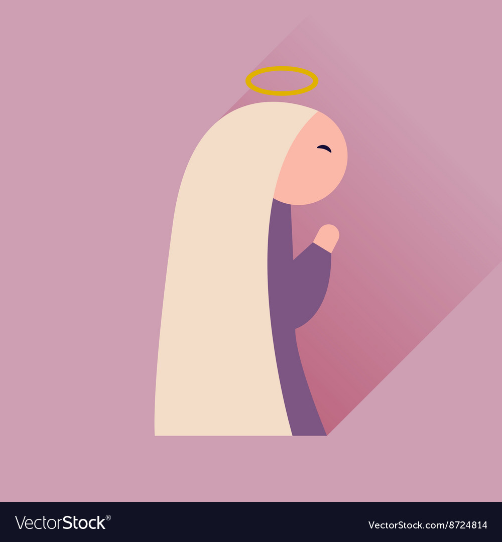 Flat icon with long shadow virgin mary Royalty Free Vector