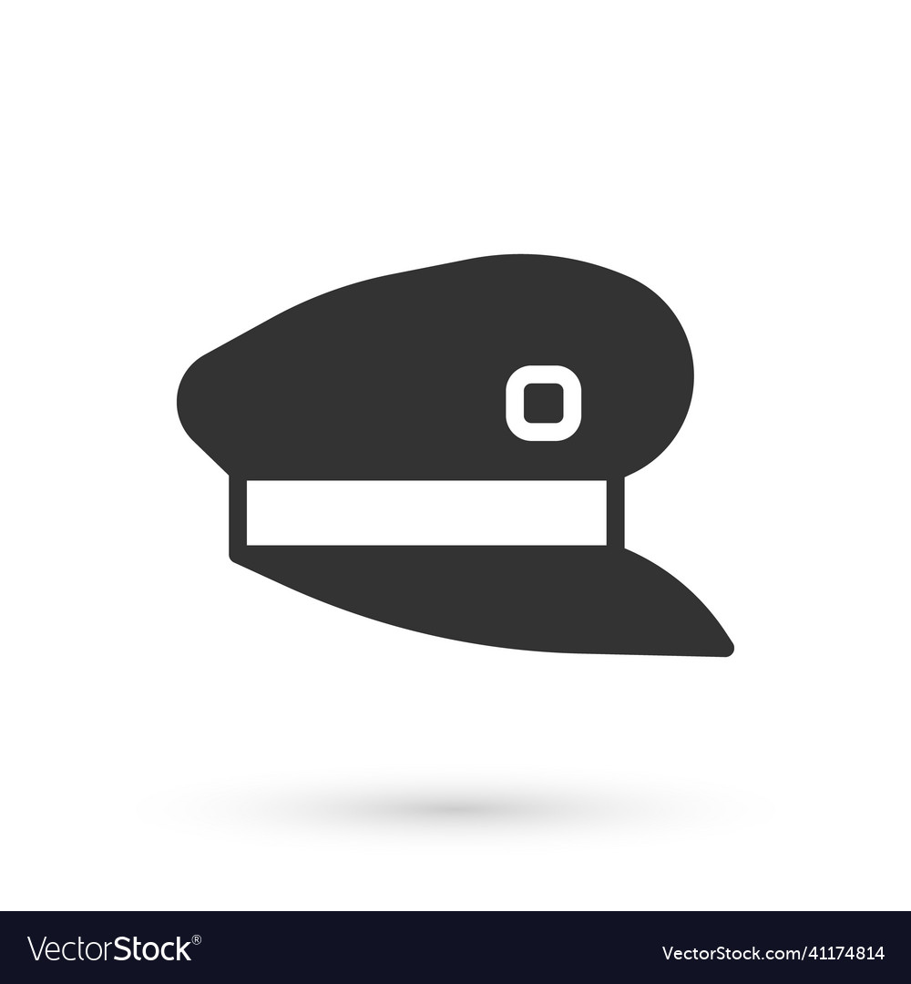 Grey train driver hat icon isolated on white