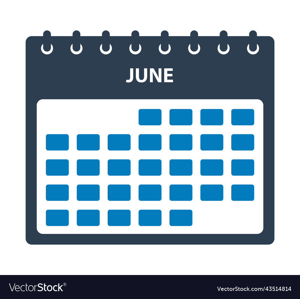 June calendar icon flat style eps