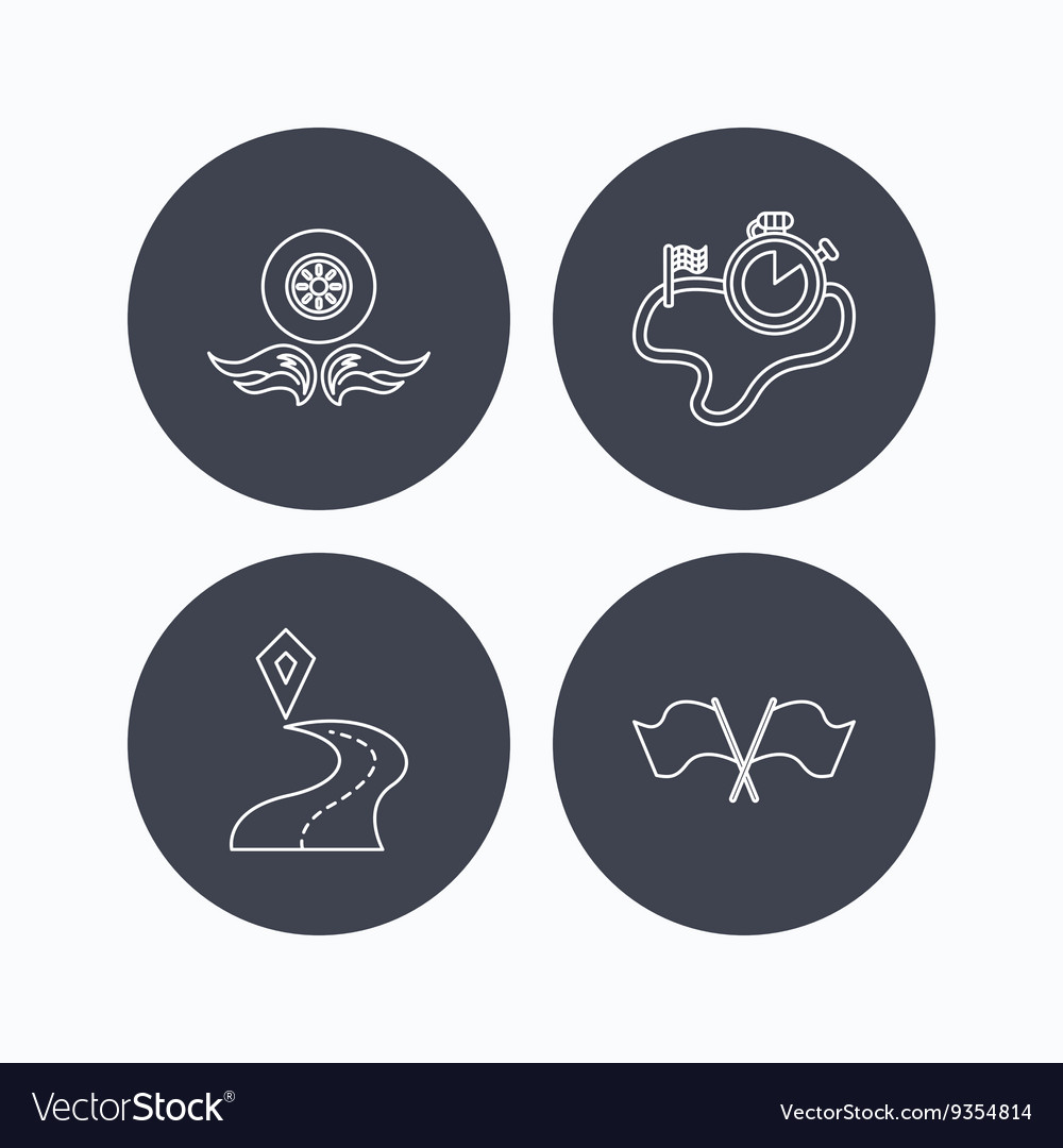 Race flags timer and destination pointer icons