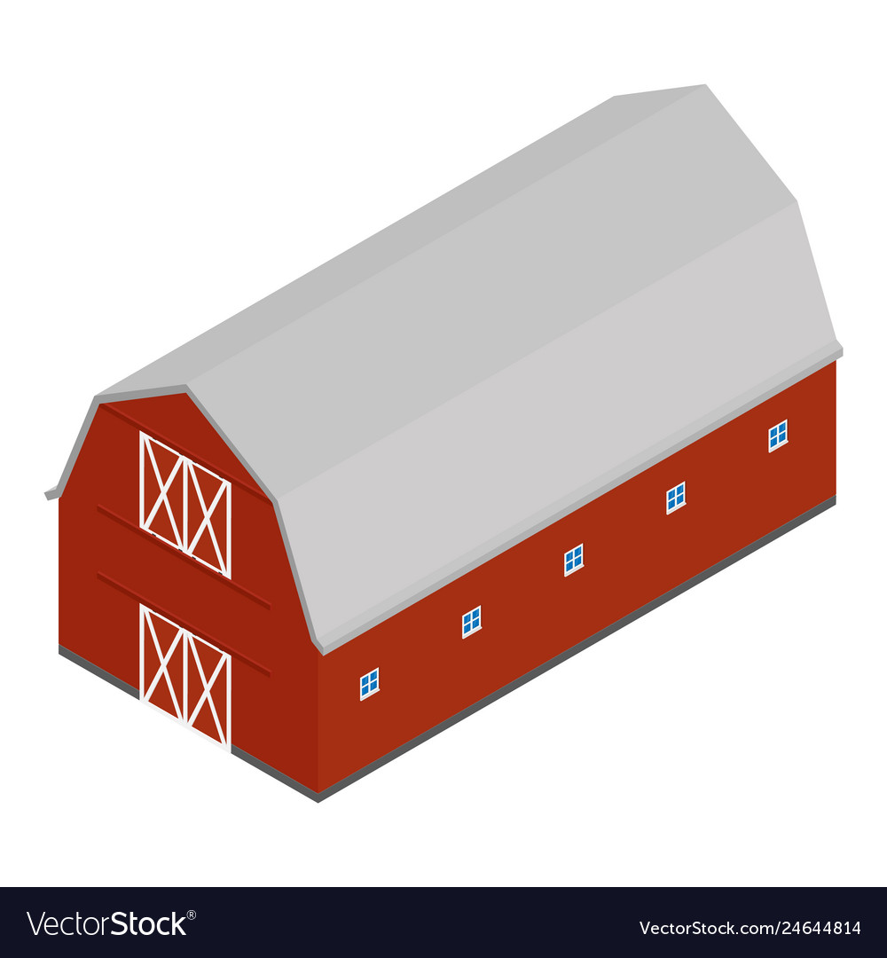 Red barn isometric Royalty Free Vector Image - VectorStock