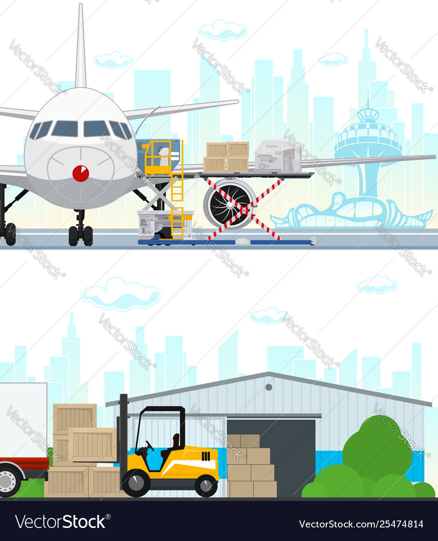 Set air cargo and storage services vector image Set air cargo and storage services