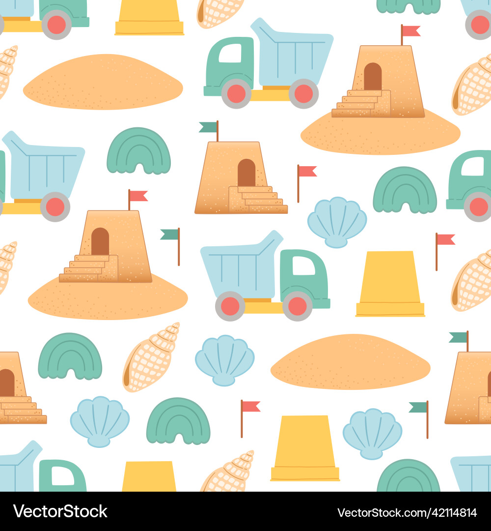 Summer seamless pattern and flat design Royalty Free Vector