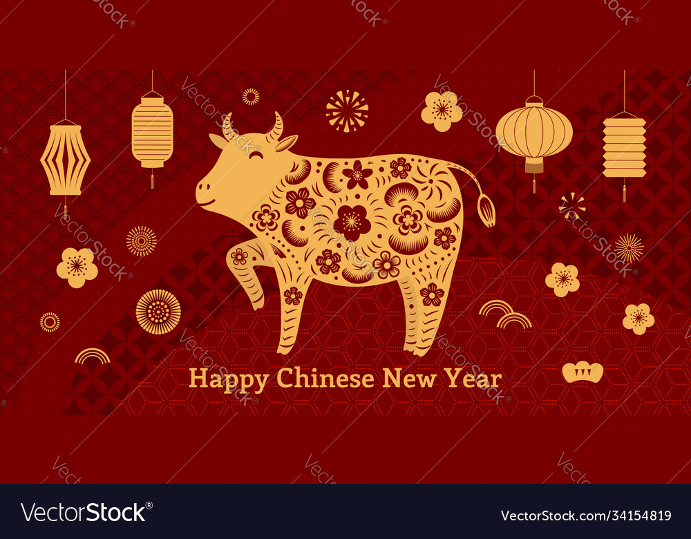 2021 chinese new year ox Royalty Free Vector Image