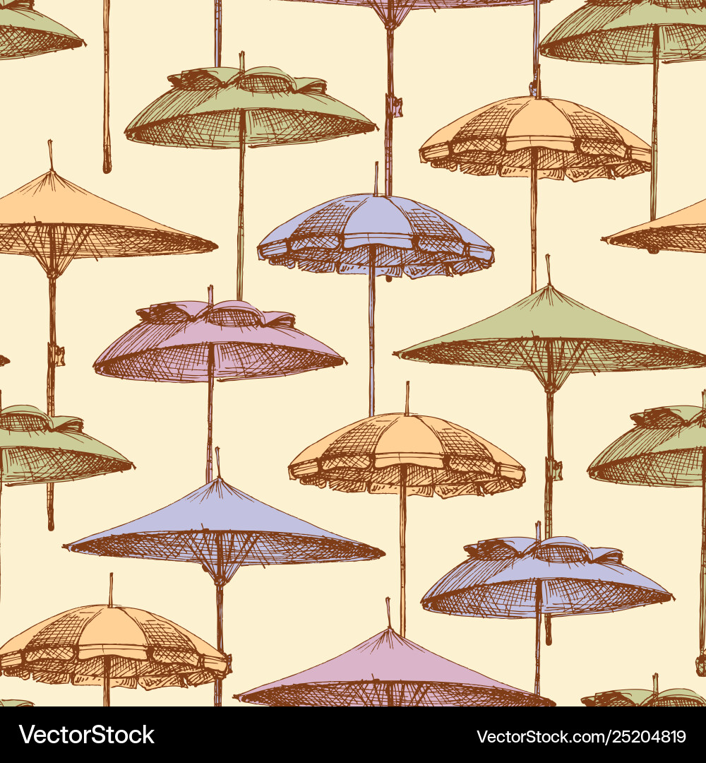 Beach umbrellas seamless pattern background Vector Image