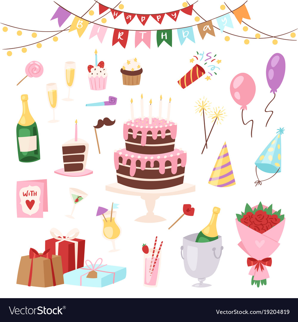 Birthday kids party cartoon childs happy Vector Image