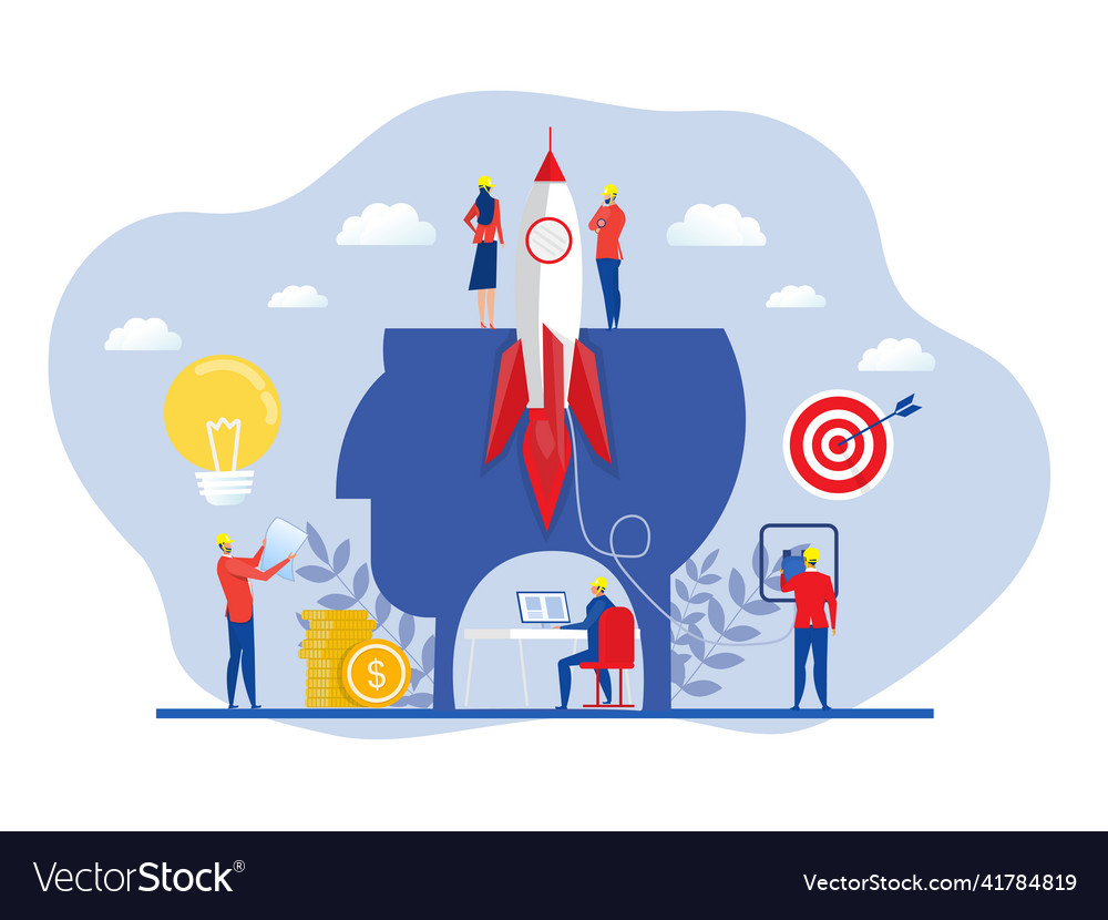 Business Project Startup Process Idea Through Vector Image Business Project Startup Process Idea Through Vector Image