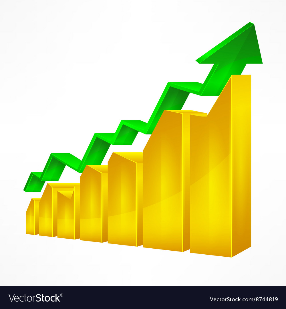 Chart with arrow on white Royalty Free Vector Image