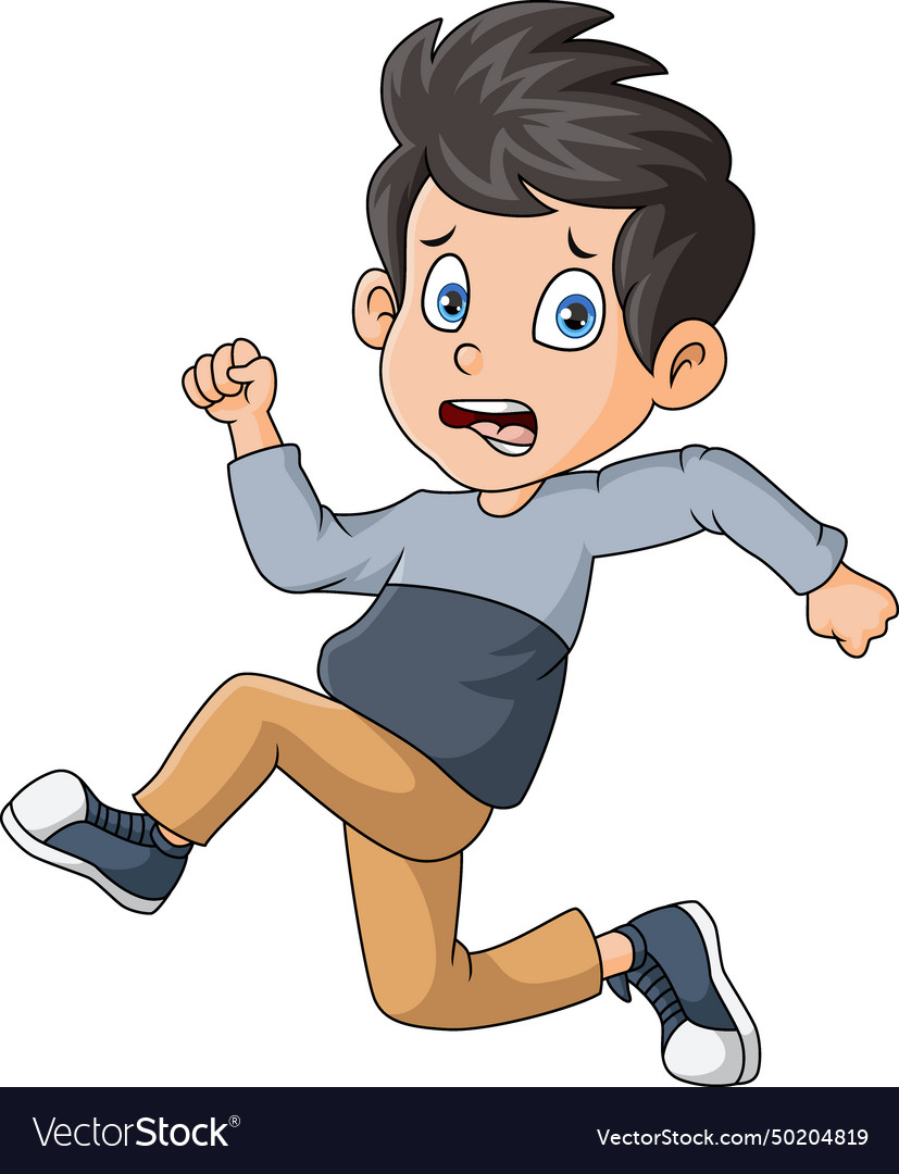 Cute little boy cartoon running Royalty Free Vector Image