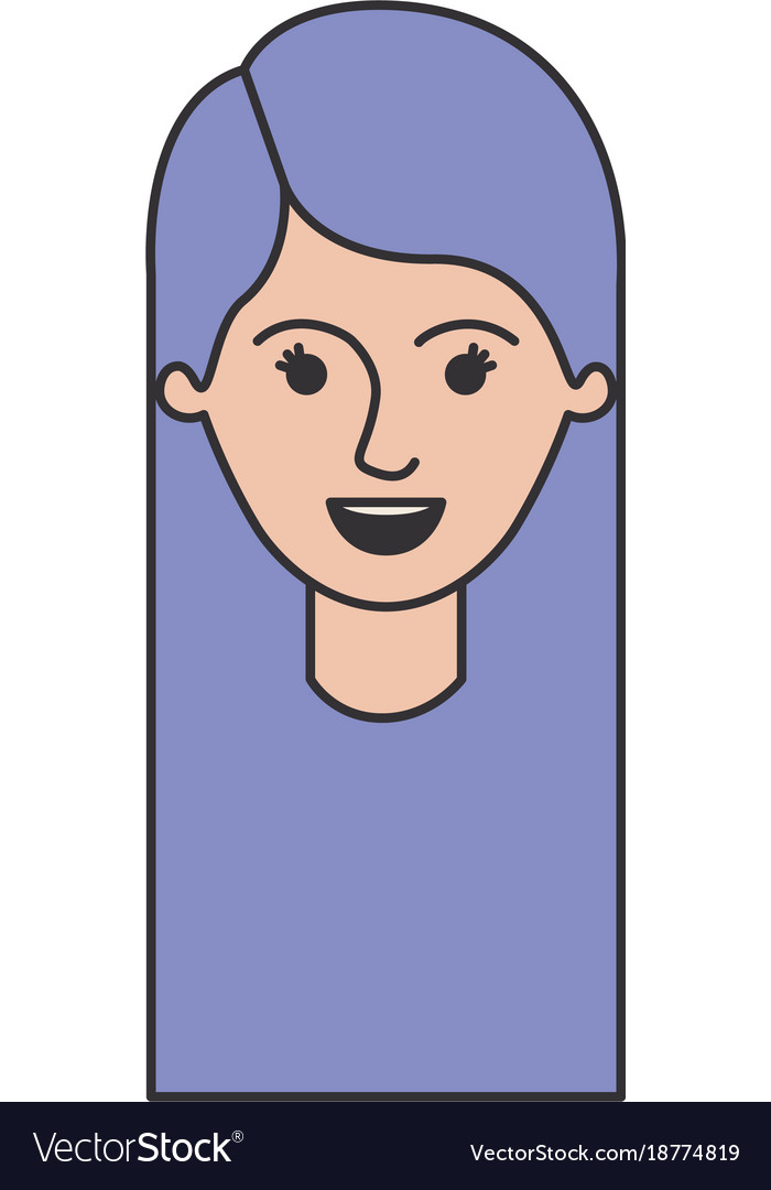 Female Face With Long Straight Hair In Colorful Vector Image