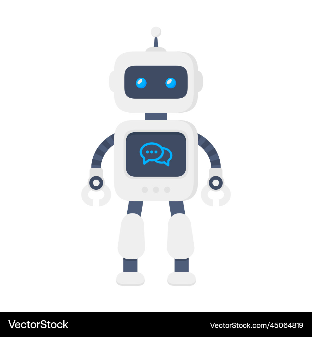 Robot flat cute character Royalty Free Vector Image
