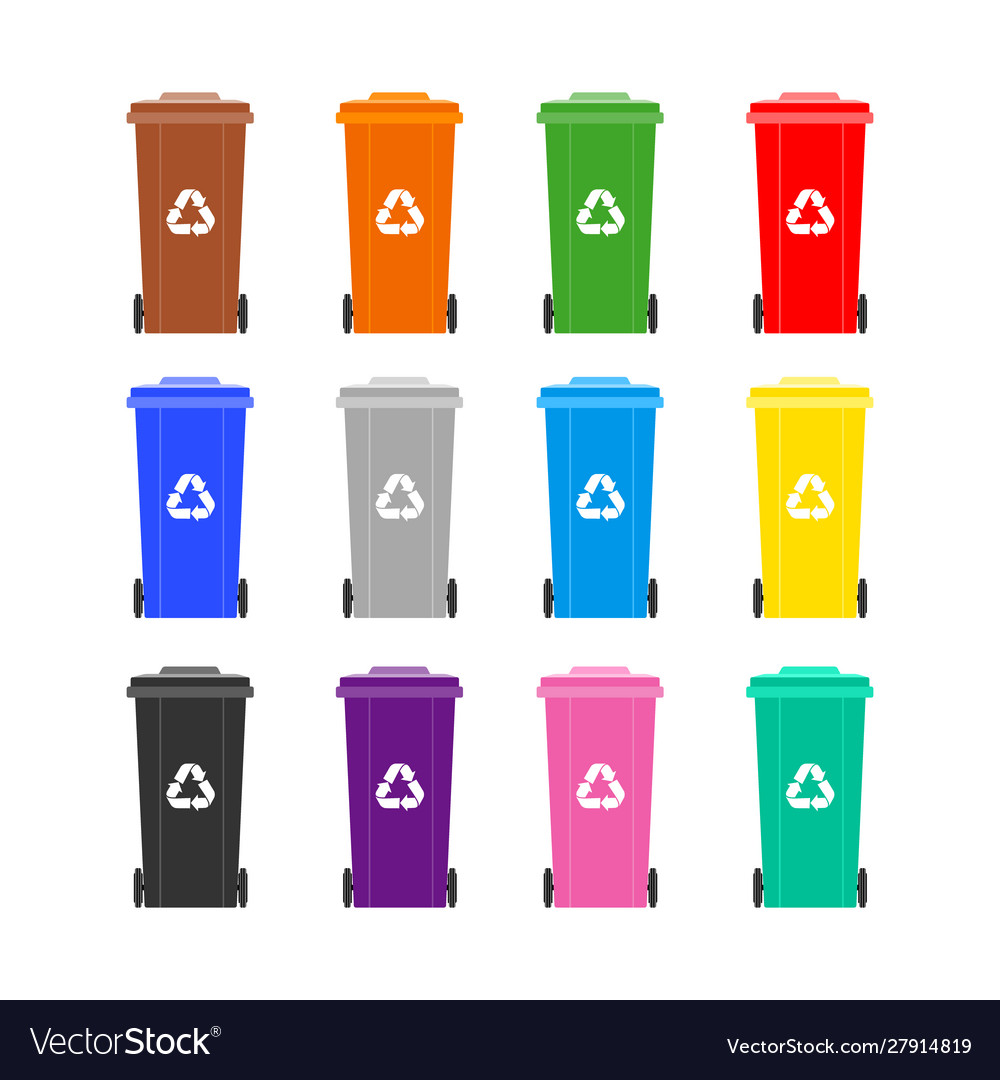 Set colorful waste sorting containers vector image Set colorful waste sorting containers
