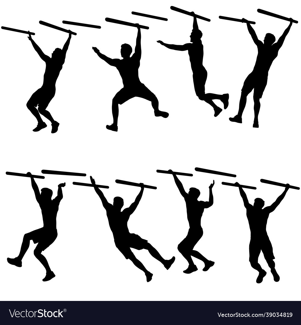 Silhouette a pull up workout steps on a white Vector Image