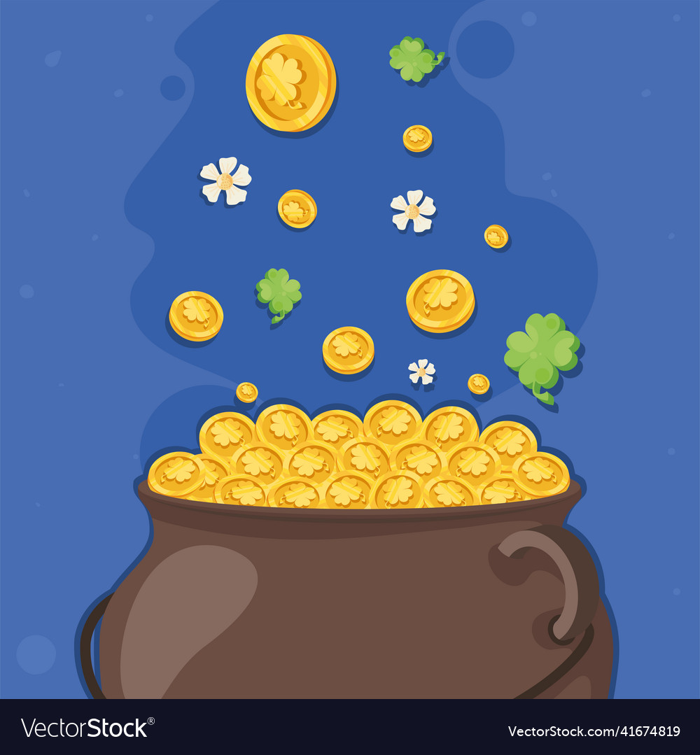 St Patrick Cauldron With Coins Royalty Free Vector Image St Patrick Cauldron With Coins Royalty Free Vector Image