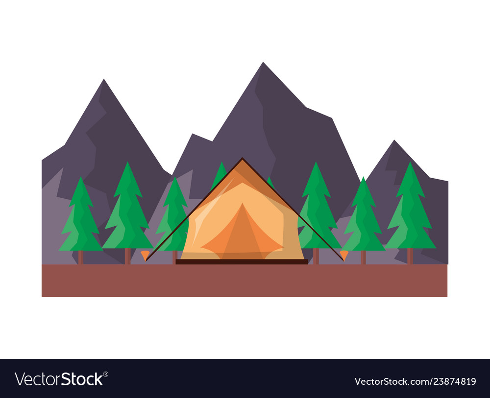 Zelt camping Bäume und Berge