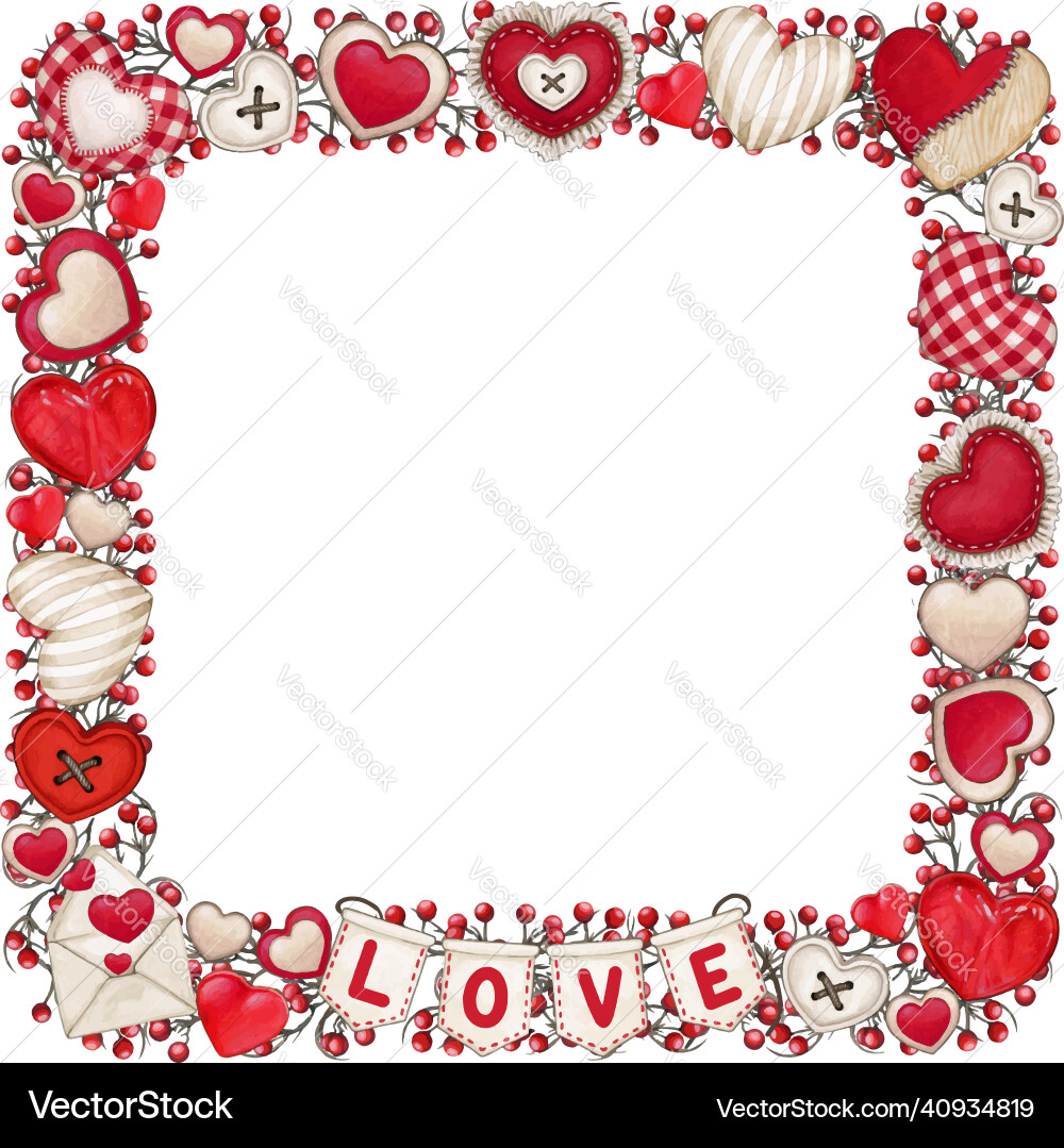 Watercolor cute valentines day frame Royalty Free Vector