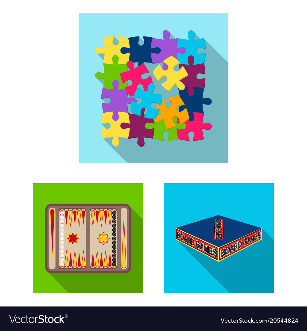 Board game flat icons in set collection for design