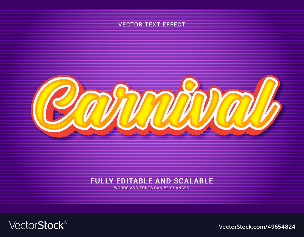 Editable text effect carnival style Royalty Free Vector