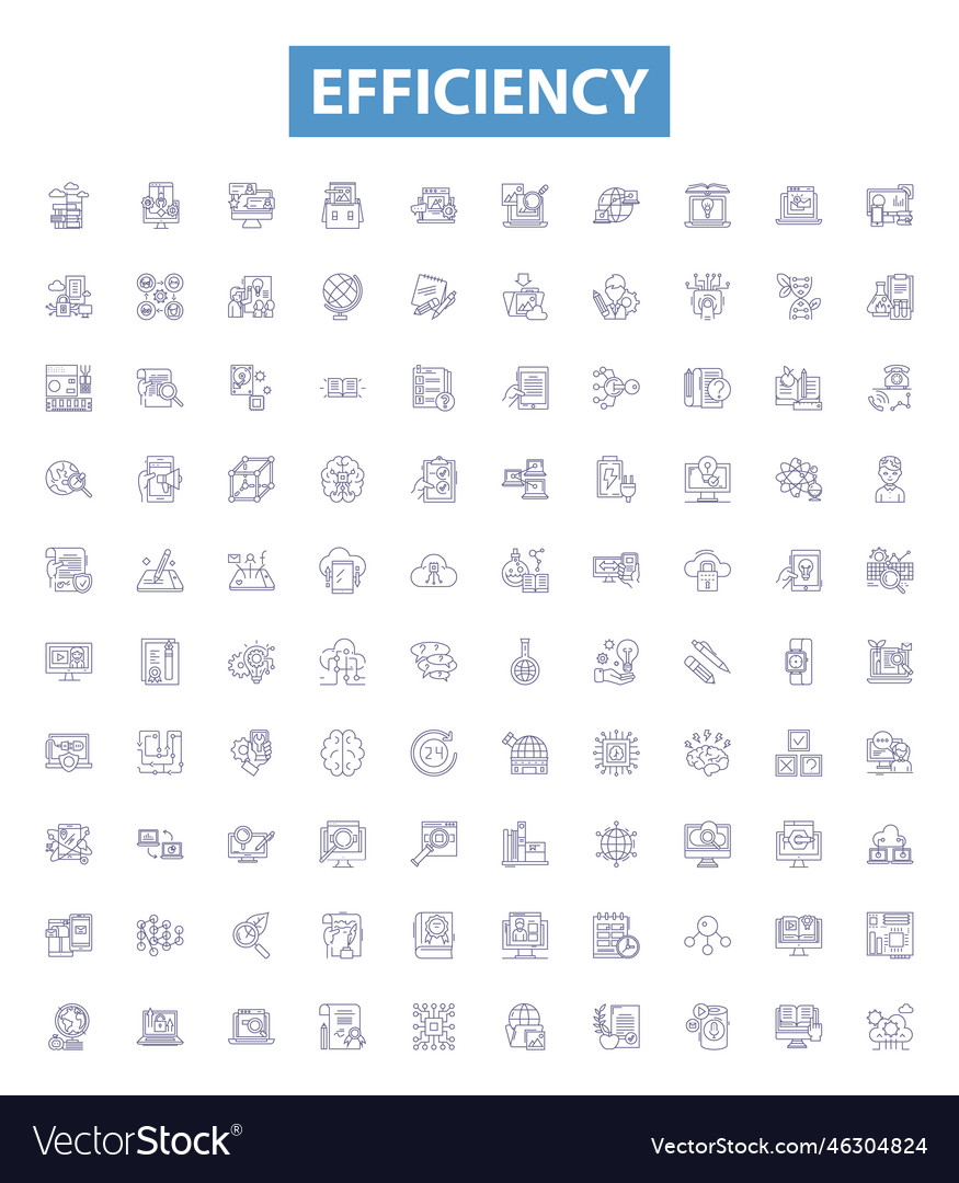 Efficiency line icons signs set proficiency