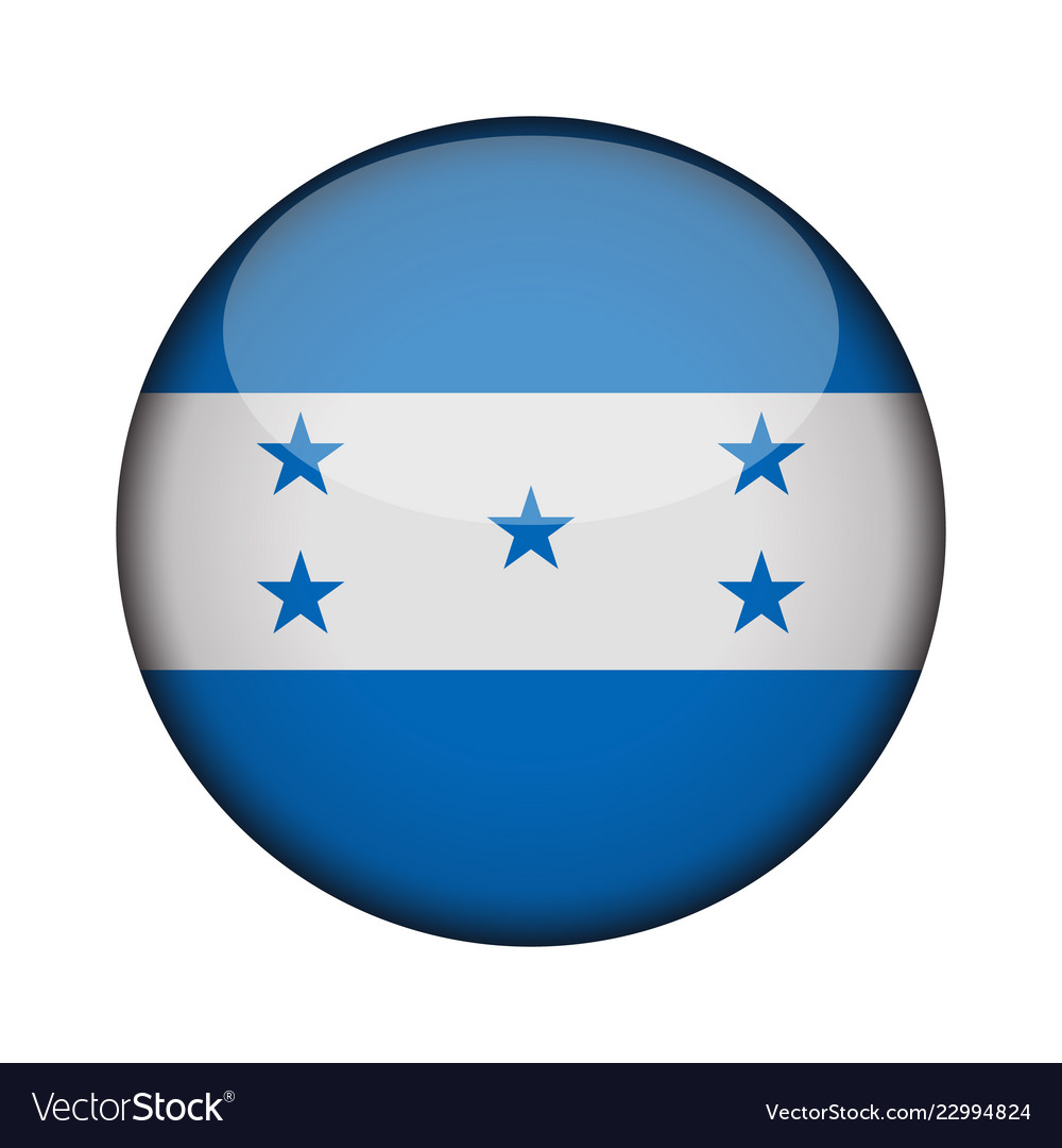 Honduras flag in glossy round button of icon Vector Image