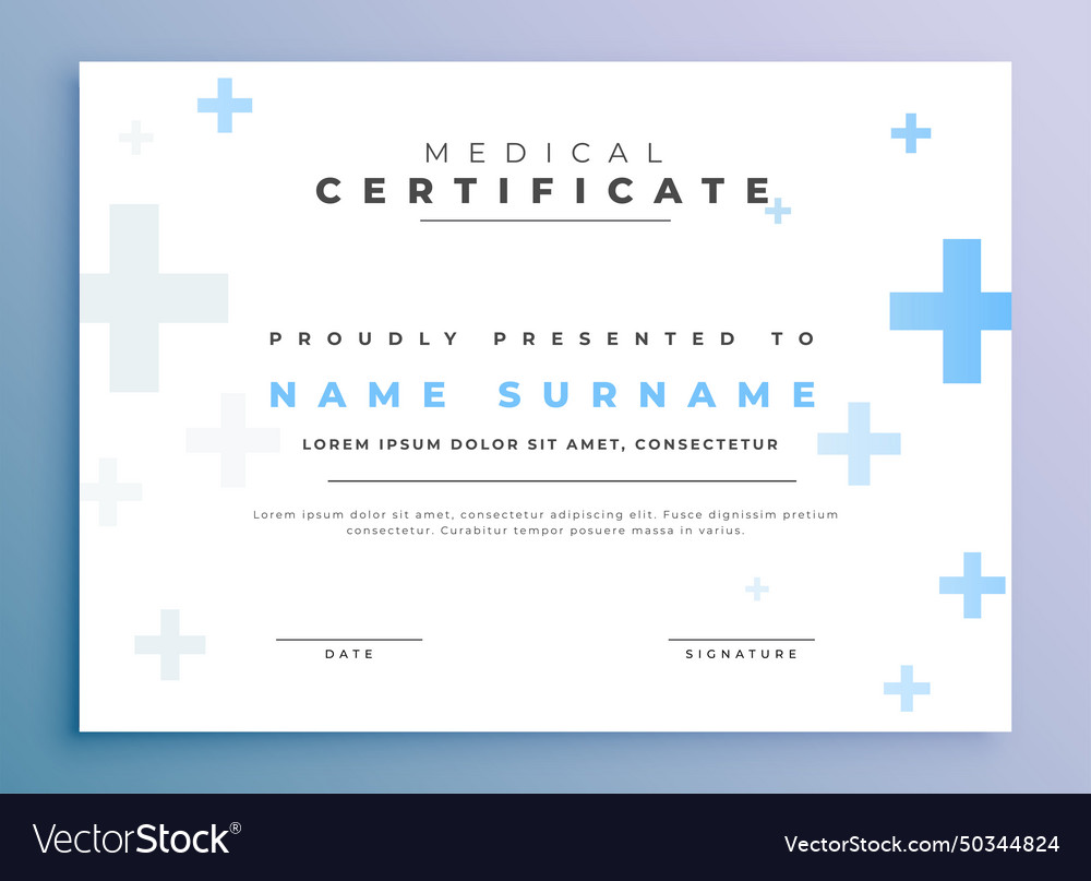 Medical diploma certificate a document of success Vector Image