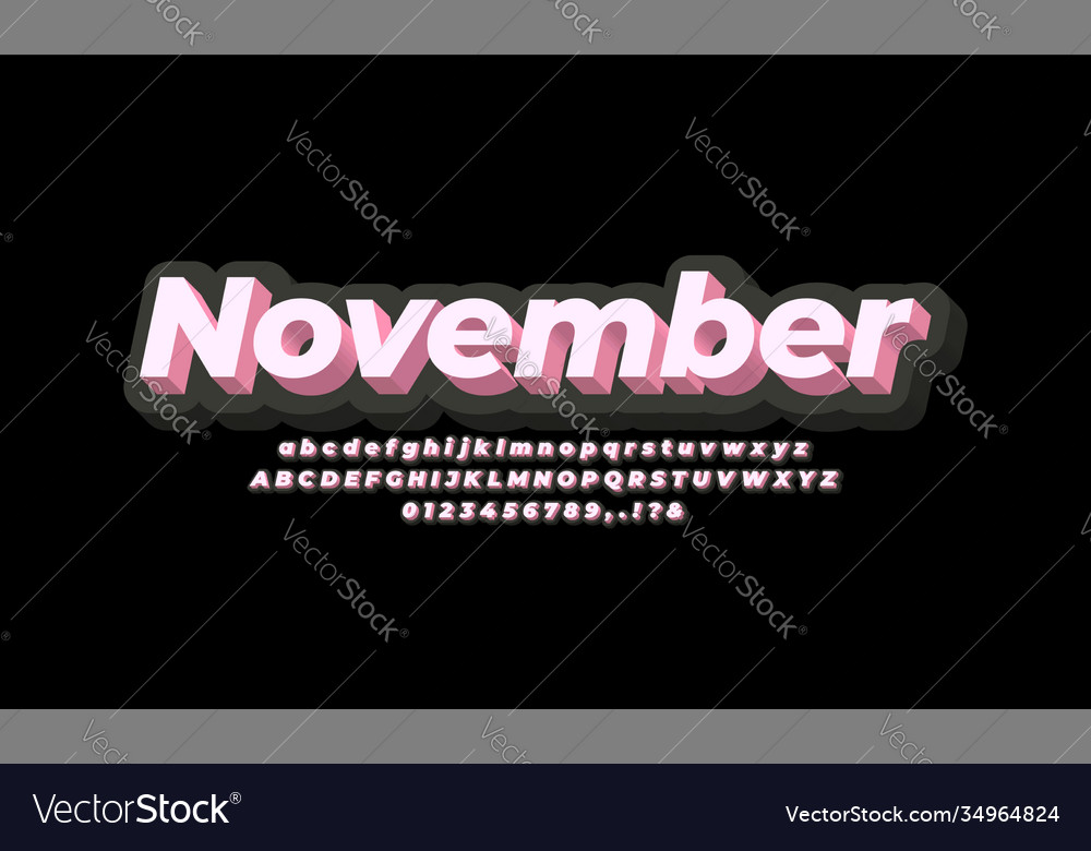Text effect or font 3d soft pink and black