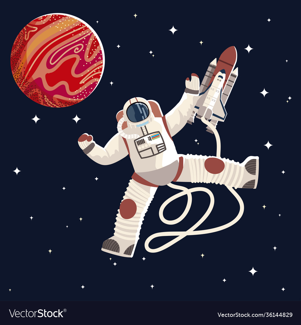 Astronaut in suit and helmet uniform space Vector Image