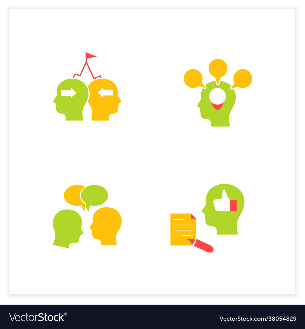 Conflict Management Flat Icons Set Royalty Free Vector Image